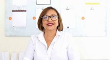 A photo shoot of Freda A. Paz at her business 
